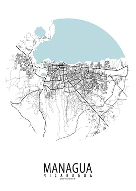 Managua City Map Circle
