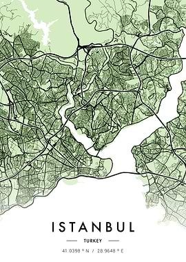 Istanbul City Map Green
