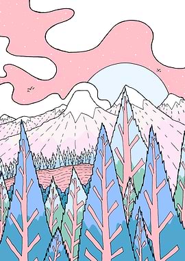 A blue cold winter forest