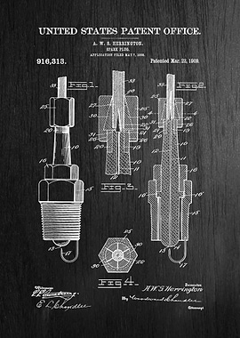 28 1909 Spark Plug Patent