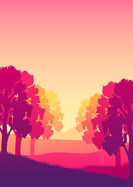 Sun Set between Trees