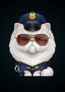 Persian Cat Police Officer