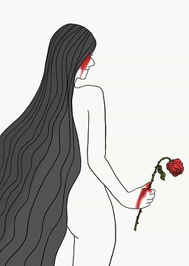 Sadness woman crying blood