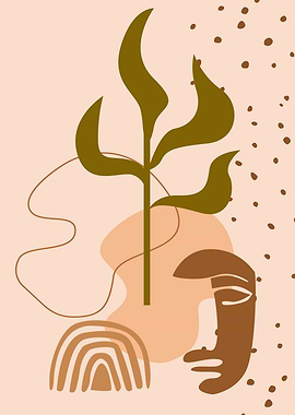 Leaf Face Modern Art