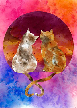 Two Cats in Watercolors