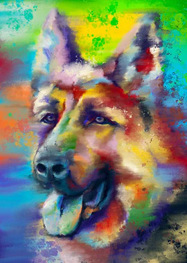 Watercolor German Shepherd