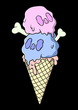Pastel Goth Skull Ice Crea