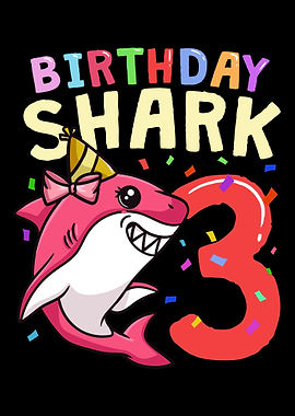 3rd Birthday Shark Three Y
