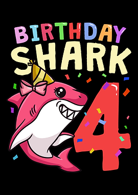 4th Birthday Shark Four Ye