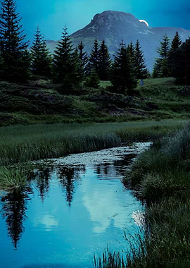 landscape of blue lake