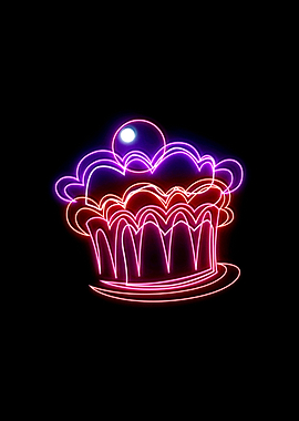 cake fast food neon