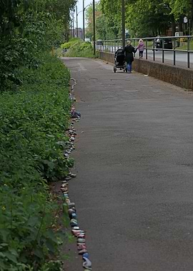 Kids drawing on stones