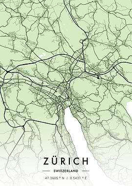 Zurich City Map Green