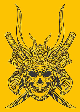 Samurai Skull Line art