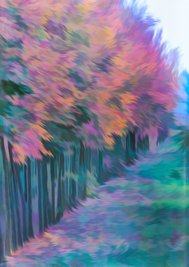 autumn tree in a row