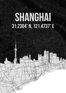 Shanghai Skyline Map