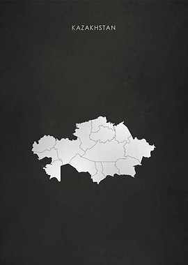 Silver Kazakhstan Map