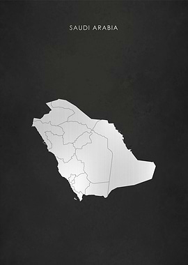 Silver Saudi Arabia Map