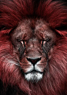 sad red wild lion king