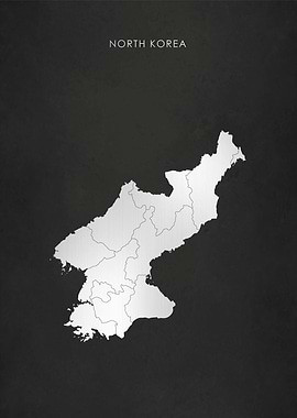 Silver North Korea Map
