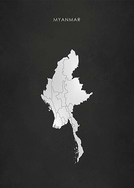 Silver Myanmar Map