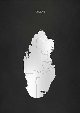 Silver Qatar Map