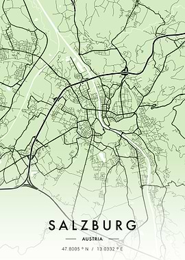 Salzburg City Map Green