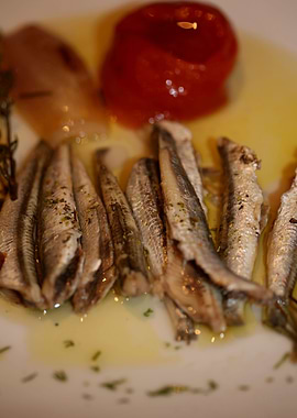 Sardines fish plate macro