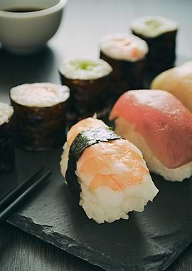 Sushi set sashimi rolls