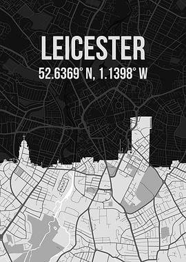 Leicester City Map Skyline