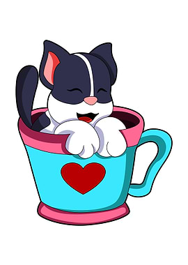 Cat Cup Love Heart