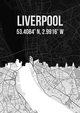 Liverpool City Map Skyline
