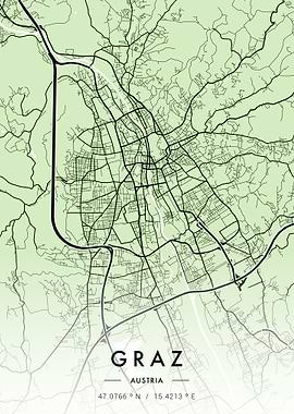 Graz City Map Green