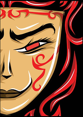 illustration of asian mask