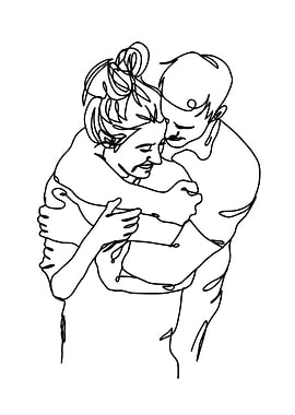 sweet couple in line art