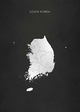 Silver South Korea Map