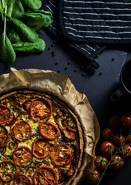 Fresh tomato herbs pizza