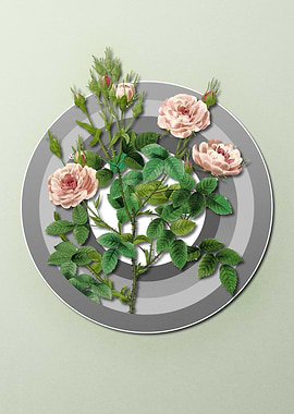 Geometric Flora Pink Roses