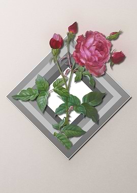 Floral Geometric Red Roses