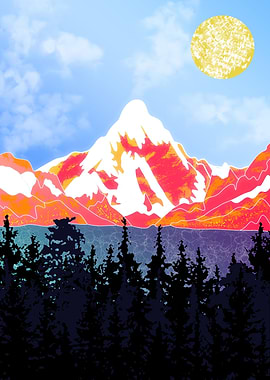 Orange and pink mountain l