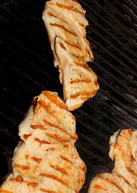 Meat baking on Greek grill