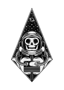 Skull Astronaut Blackwork