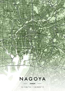 Nagoya City Map Green