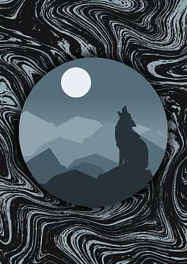 Wolf At Night Landscape