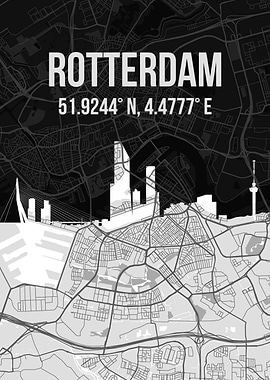 Rotterdam City Map Skyline