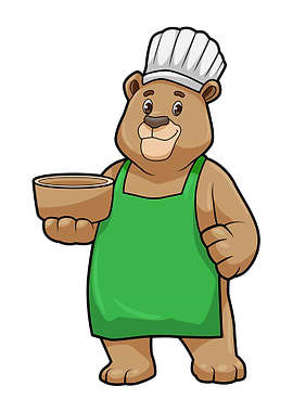 Bear Cook Wooden bowl