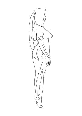 Nude Woman Line Art