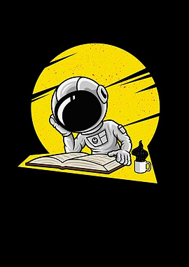 Cute Austronaut Reads Book