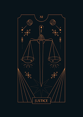 Black Tarot Card JUSTICE