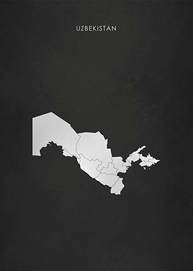 Silver Uzbekistan Map